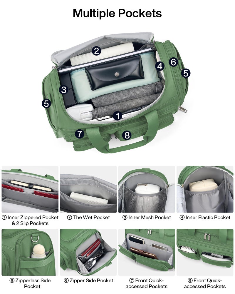 MILADA Underseat Carry On Luggage Bags for Travel Lightweight Foldable Carry On Bags for Airplanes Small Duffle Bag for Men Women TSA Approved Underseat Bag Travel Tote Bags, Forest Green - Image 3