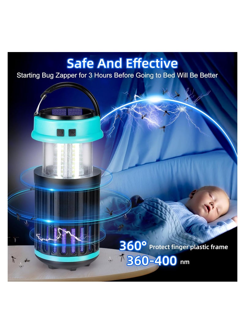 3-in-1 Insect Zapper and Fly Trap for Indoor and Outdoor Use, Waterproof Mosquito Killer with Emergency Light, Solar-Powered Pest Control for Home, Garden, and Camping