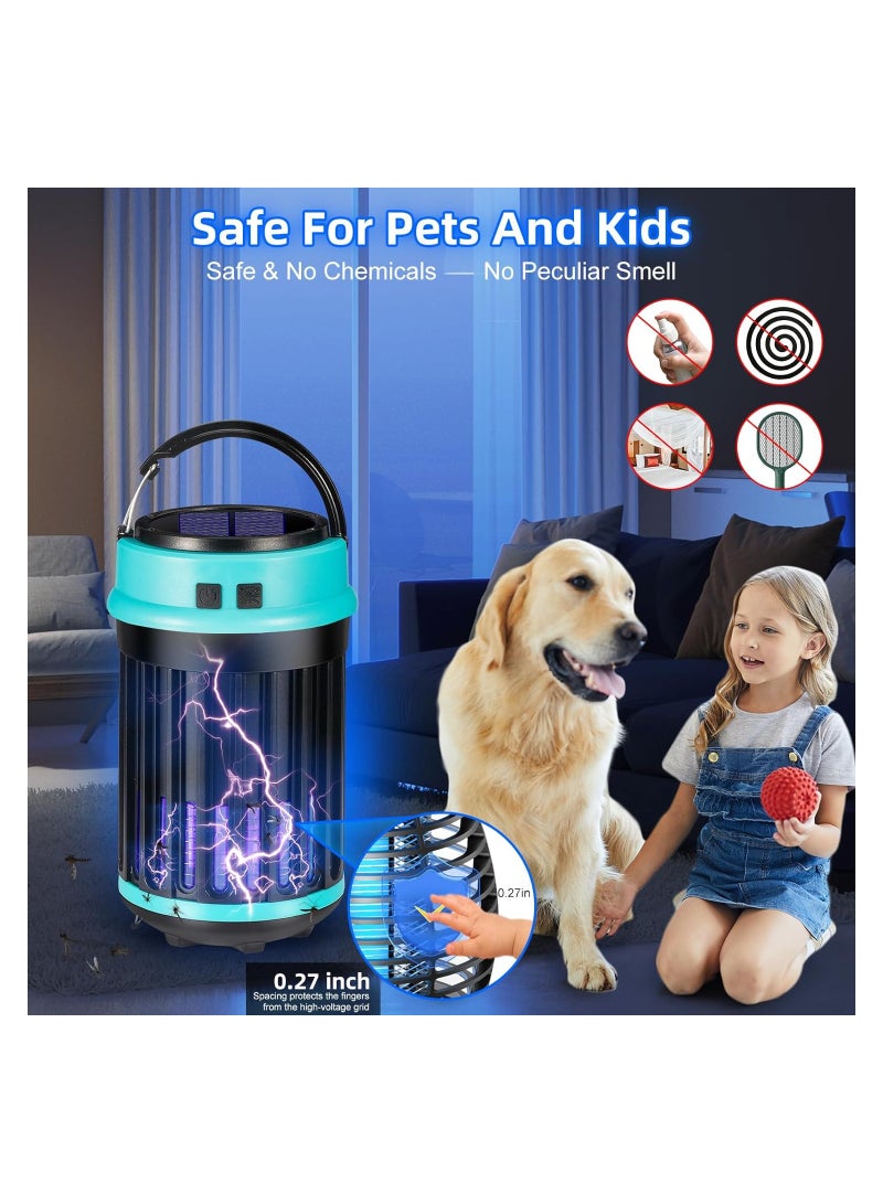 3-in-1 Insect Zapper and Fly Trap for Indoor and Outdoor Use, Waterproof Mosquito Killer with Emergency Light, Solar-Powered Pest Control for Home, Garden, and Camping