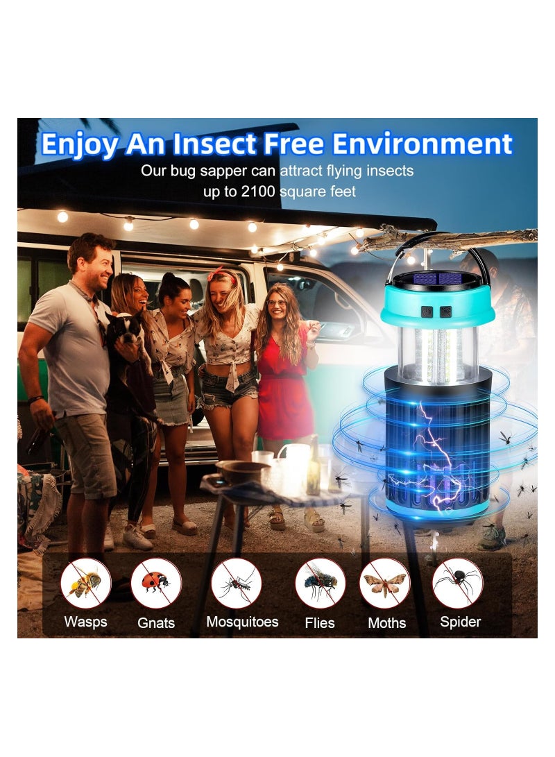 3-in-1 Insect Zapper and Fly Trap for Indoor and Outdoor Use, Waterproof Mosquito Killer with Emergency Light, Solar-Powered Pest Control for Home, Garden, and Camping
