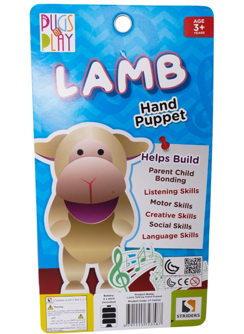 PUGS AT PLAY Pugs At Play Puppet Lamb 12-Inches, Battery Operated  | Interactive Plush Toy  - Image 4