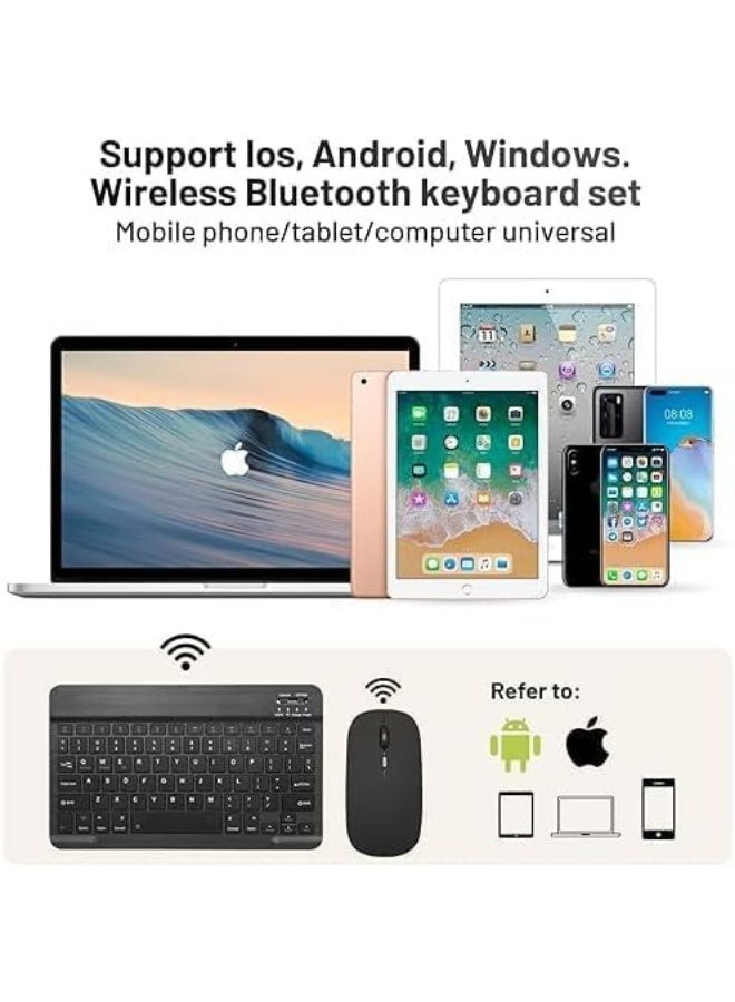 Wireless Keyboard & Mouse Combo: Slim, Rechargeable, Bluetooth & 2.4G. Ultra-Thin for Laptop & Mac. Arabic & English Letters (Black) - Image 3