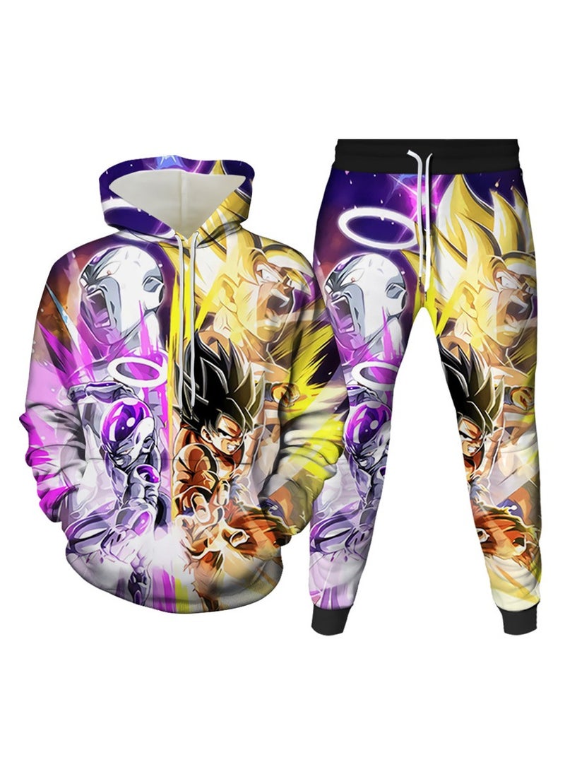 KUYING New Dragon Ball Print Hooded Pullover Ankle Binding Pants Sports Two-Piece Set  - Image 1