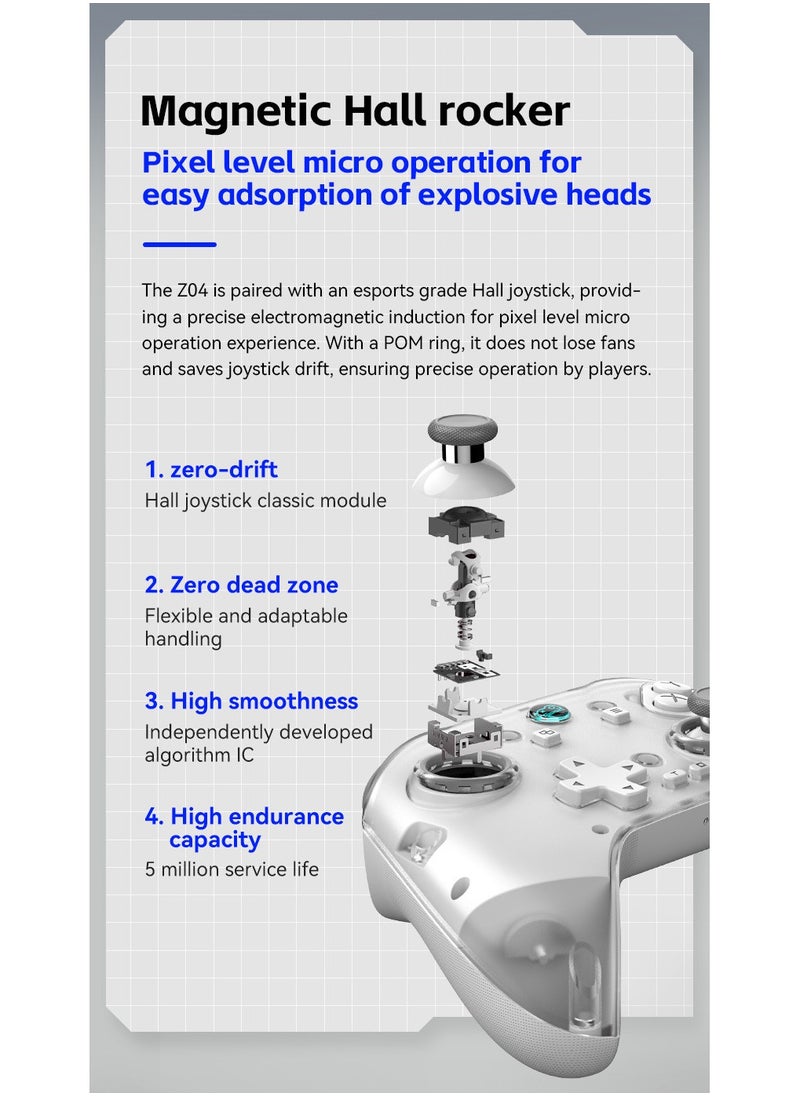 MingPin Z04 Wireless Game Controller with Charging Dock – Multi-Platform Support (Apple, Android, PC, TV), Hall Joystick, Dual-Trigger Switch, Magnetic Cover, Macro Programming, 6-Axis Gyroscope, and Turbo Mode（Black）  - Image 3