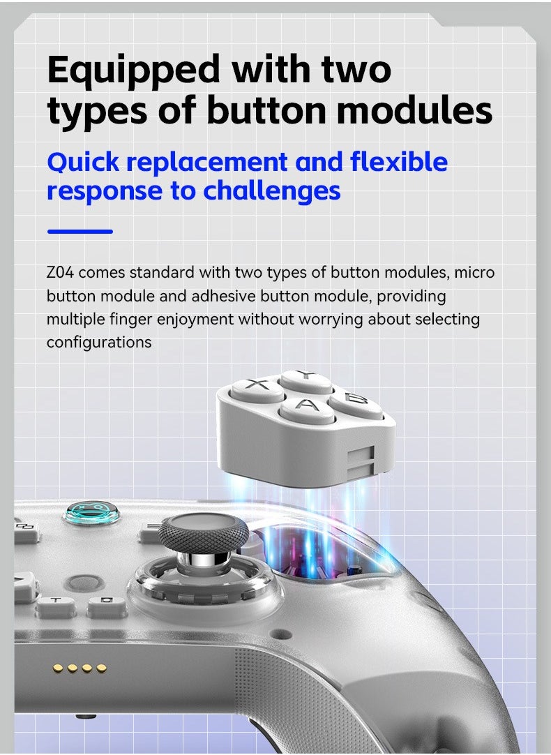 MingPin Z04 Wireless Game Controller with Charging Dock – Multi-Platform Support (Apple, Android, PC, TV), Hall Joystick, Dual-Trigger Switch, Magnetic Cover, Macro Programming, 6-Axis Gyroscope, and Turbo Mode（Black）  - Image 5