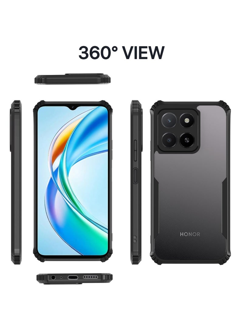 غطاء خلفي شفاف صلب من البولي كربونات لهاتف Honor X8c مع إطار أسود مقاوم للصدمات ومقاوم للصدمات بزاوية 360 درجة لحماية عدسة الكاميرا لهاتف Honor X8c 4G - Image 3