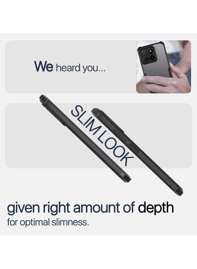 غطاء خلفي شفاف صلب من البولي كربونات لهاتف Honor X8c مع إطار أسود مقاوم للصدمات ومقاوم للصدمات بزاوية 360 درجة لحماية عدسة الكاميرا لهاتف Honor X8c 4G - Image 4