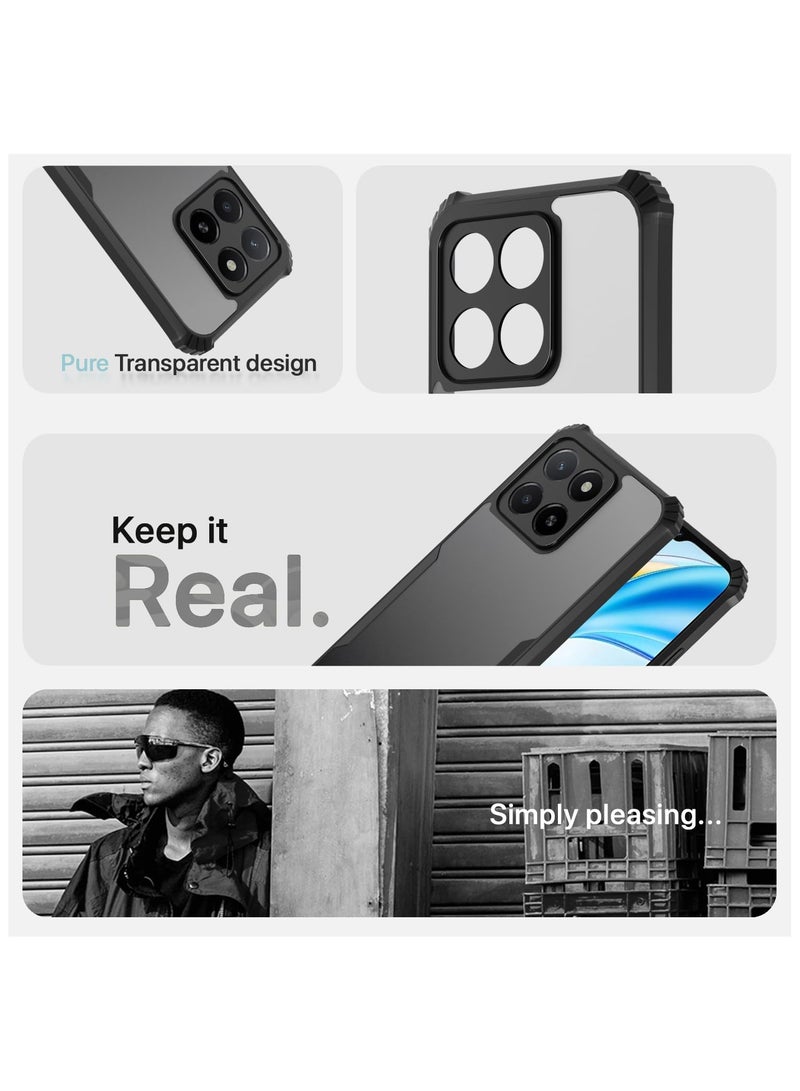 غطاء خلفي شفاف صلب من البولي كربونات لهاتف Honor X8c مع إطار أسود مقاوم للصدمات ومقاوم للصدمات بزاوية 360 درجة لحماية عدسة الكاميرا لهاتف Honor X8c 4G - Image 5