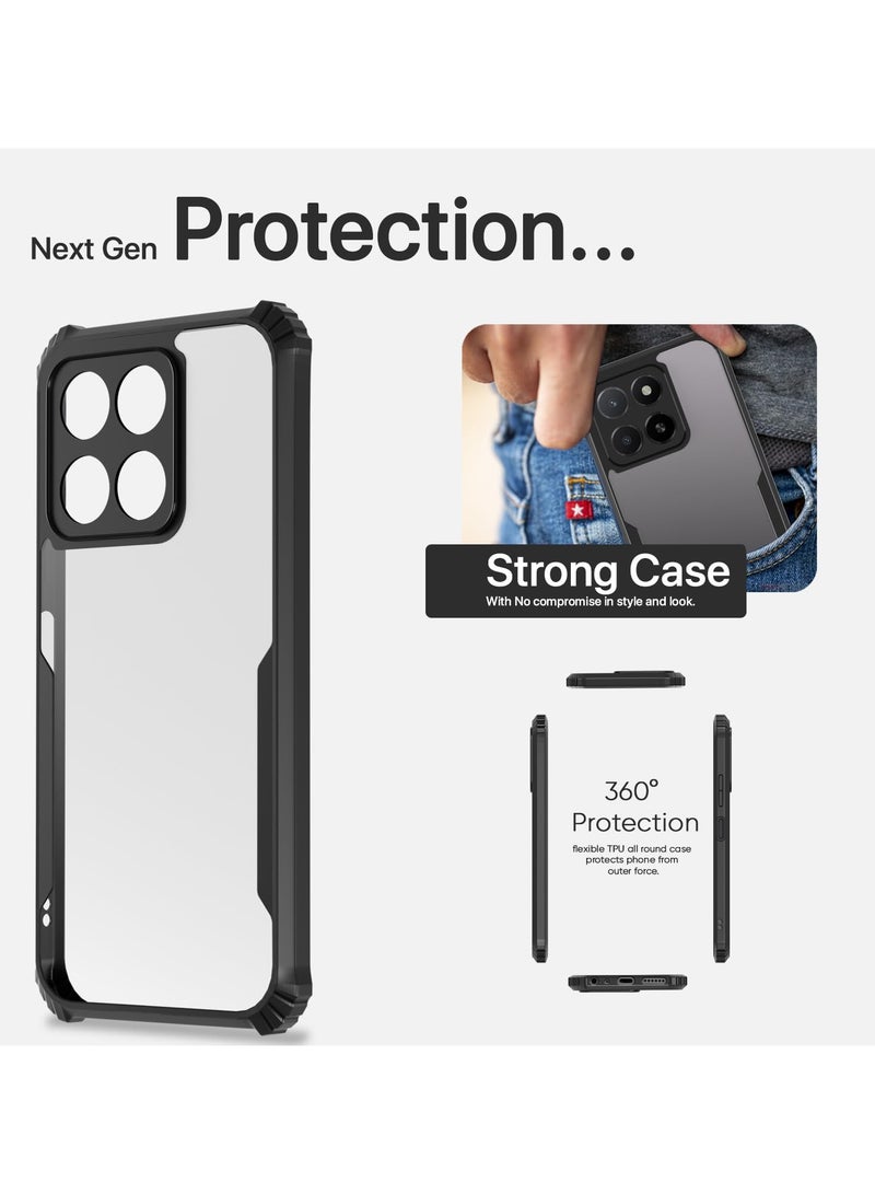 غطاء خلفي شفاف صلب من البولي كربونات لهاتف Honor X8c مع إطار أسود مقاوم للصدمات ومقاوم للصدمات بزاوية 360 درجة لحماية عدسة الكاميرا لهاتف Honor X8c 4G - Image 1