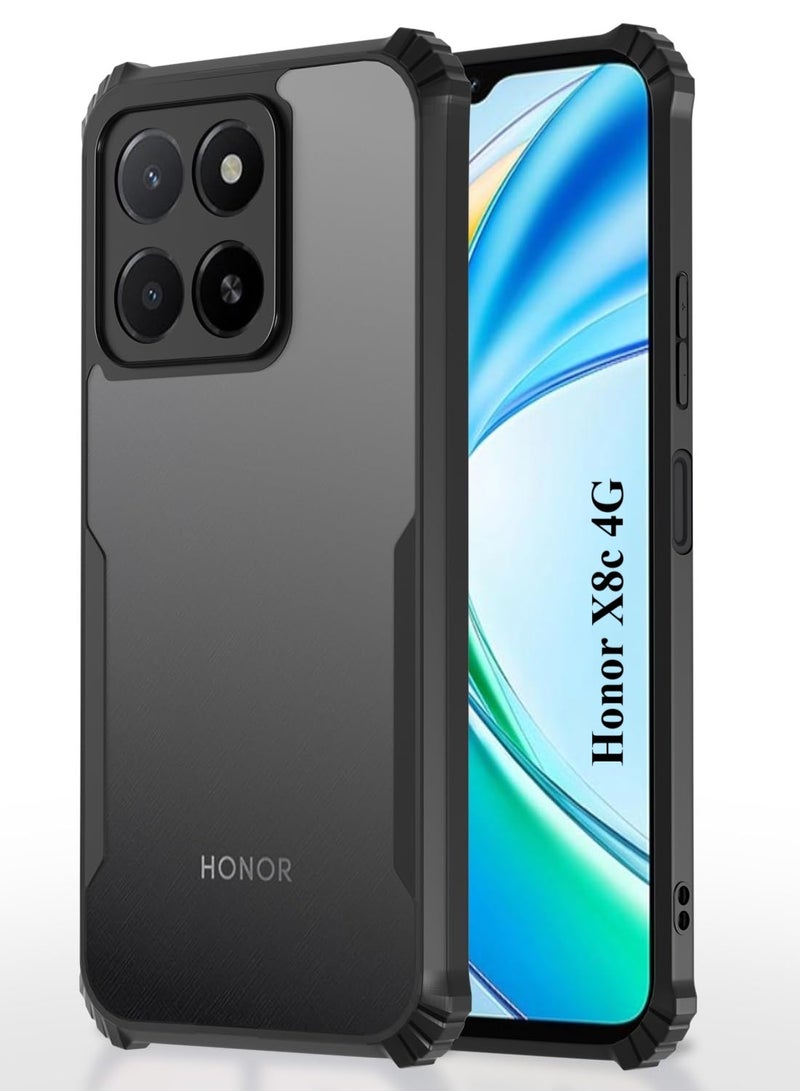 غطاء خلفي شفاف صلب من البولي كربونات لهاتف Honor X8c مع إطار أسود مقاوم للصدمات ومقاوم للصدمات بزاوية 360 درجة لحماية عدسة الكاميرا لهاتف Honor X8c 4G - Image 2