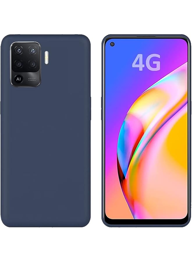 إيروريكس غطاء حماية بلاستيكي مرن ناعم الملمس متوافق مع هاتف Oppo A94 4G الجيل الرابع أزرق داكن - Image 1
