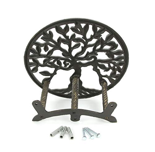 Zeckos Cast Iron Tree of Life Decorative Wall-Mounted Garden Hose Hanger - Stylish Outdoor Hose Holder Décor with a 12-Inch Diameter - Weather-Resistant Aged Bronze Finish - Image 4