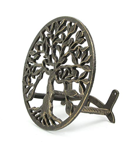 Zeckos Cast Iron Tree of Life Decorative Wall-Mounted Garden Hose Hanger - Stylish Outdoor Hose Holder Décor with a 12-Inch Diameter - Weather-Resistant Aged Bronze Finish - Image 3