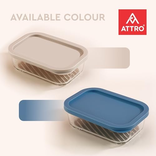 ATTRO حاويات تخزين زجاجية بوروسيليكات من ATTRO Glassox – 310 مل، مجموعة من 3، شفافة وقابلة للتكديس مع أغطية PE، آمنة للاستخدام في الميكروويف والثلاجة وغسالة الصحون، مثالية للمطبخ وبقايا الطعام - أزرق - Image 4