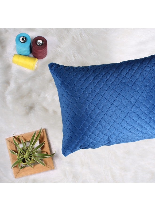 STITCHNEST مجموعة 2 غطاء وسادة | مخمل مبطن | أزرق | مظهر ناعم وعالي الجودة | 12x18 بوصة | مناسب للكنبة وديكور غرفة المعيشة - Image 3