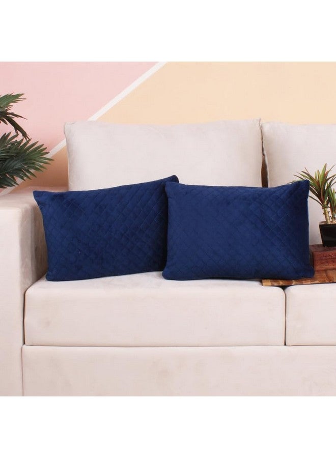 STITCHNEST مجموعة 2 غطاء وسادة | مخمل مبطن | أزرق | مظهر ناعم وعالي الجودة | 12x18 بوصة | مناسب للكنبة وديكور غرفة المعيشة - Image 1