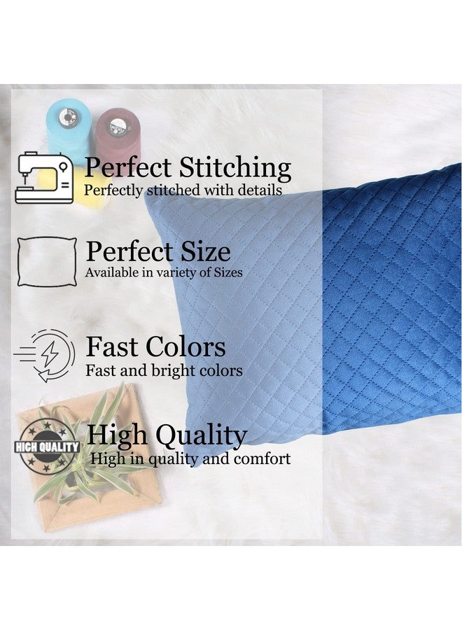 STITCHNEST مجموعة 2 غطاء وسادة | مخمل مبطن | أزرق | مظهر ناعم وعالي الجودة | 12x18 بوصة | مناسب للكنبة وديكور غرفة المعيشة - Image 2