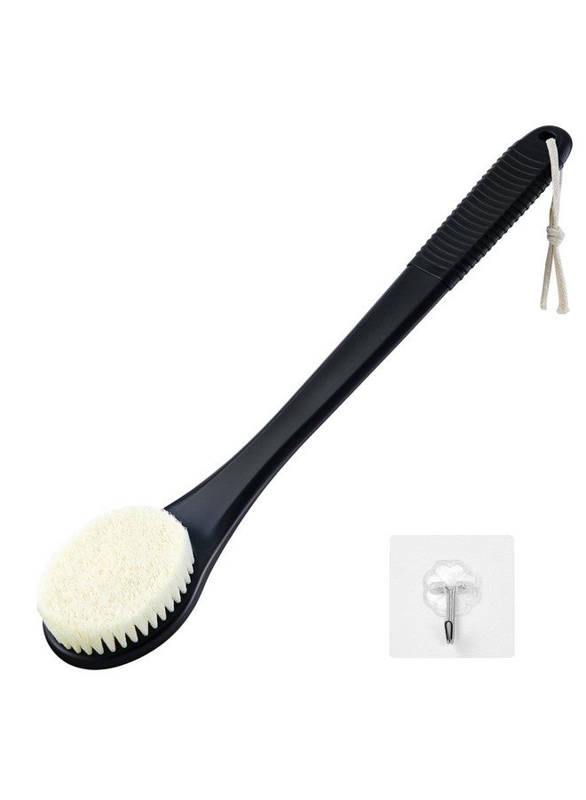VANZAVANZU Back Scrubber For Shower Shower Body Brush For Cleaning With Long Handle For Showering 17 Inch Back Washer Exfoliator For Shower Men Women With Nonslip Handle Adhesive Hook (Black) - Image 1
