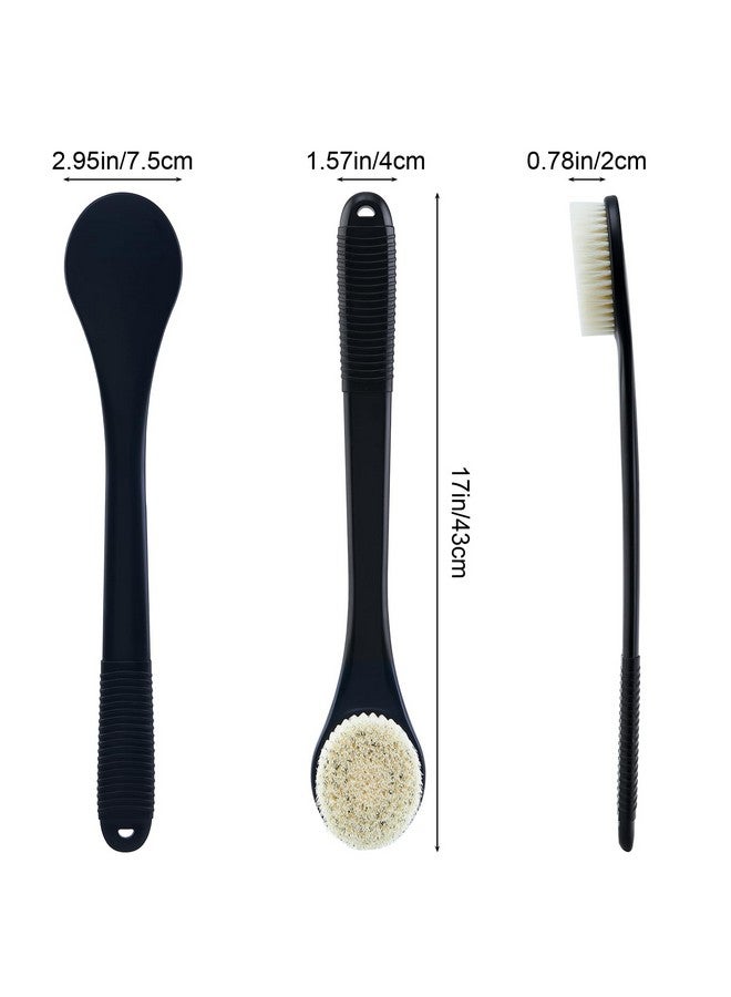 VANZAVANZU Back Scrubber For Shower Shower Body Brush For Cleaning With Long Handle For Showering 17 Inch Back Washer Exfoliator For Shower Men Women With Nonslip Handle Adhesive Hook (Black) - Image 4