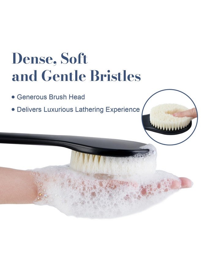 VANZAVANZU Back Scrubber For Shower Shower Body Brush For Cleaning With Long Handle For Showering 17 Inch Back Washer Exfoliator For Shower Men Women With Nonslip Handle Adhesive Hook (Black) - Image 5