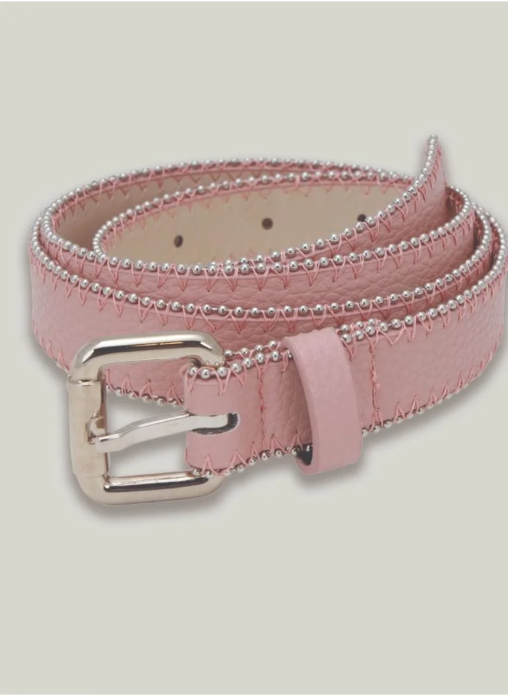 AMICA Solid Studded Pink Belt