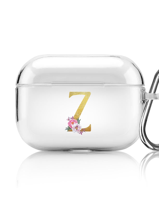 Stylizedd Classic Clear printed Case for Apple AirPods Pro 2nd Generation Thin Transparent Cover - Custom Monogram Initial Letter Floral Pattern Alphabet - Z (Clear ) - Image 1