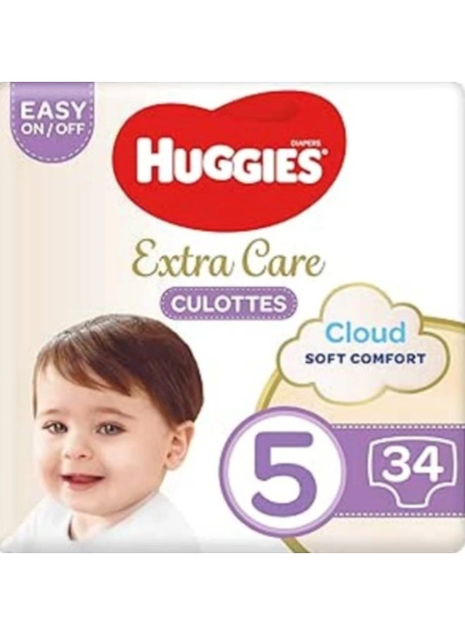 Huggies Extra Care Culottes Size 5 (12–17 kg) – 34 Diaper Pants - Image 1