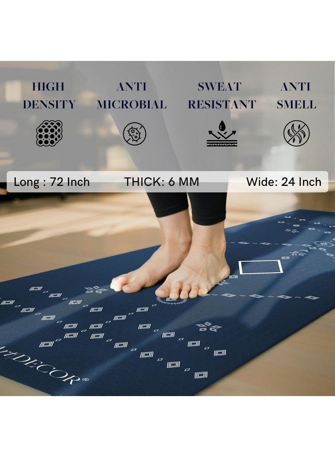ThinkArtDecor Think Art Decor Alignment Yoga Mat for Women, Men, Kids, 6mm Thick TPE Mat with Strap, Dual textured for Anti-Slip, Durable Exercise Mat for Home Workout, Gym*, Meditation (24X72 inch, Sapphire Blue) - Image 2