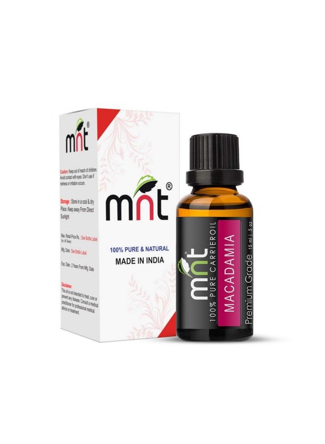 MNT Macadamia Cold Pressed Carrier Oil 100% Pure Natural & Undiluted Therapeutic Grade For Skin Care (15Ml) - Image 1