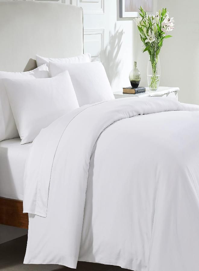 California Design Den California Design Den 100% Natural Cotton Duvet Cover Set - Premium 400 Thread Count, Cool Bedding Set, Smooth Sateen Weave, Button Closure and Corner Ties (3 Piece, Pure White, Oversized King) - Image 1