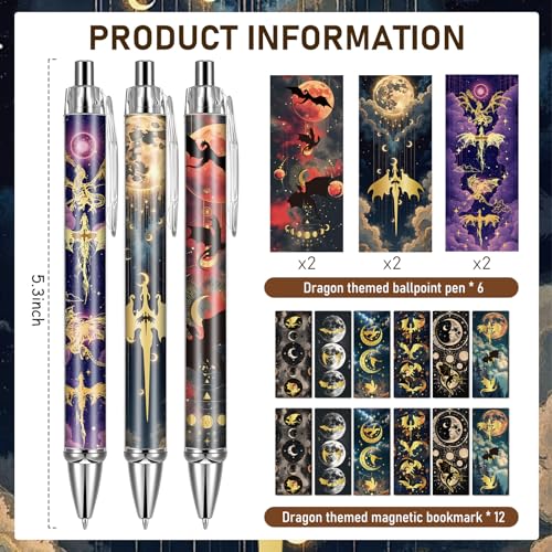 INCOK Fourth-Wiings Dragon Gift - 21 PCS Journaling Kit 4th Wing Bookish Merch Fantasy Bookmarks Notebooks Ballpoint Pen Book Mark for Reading Birthday Gift for Book Lover Reader Fans - Image 3