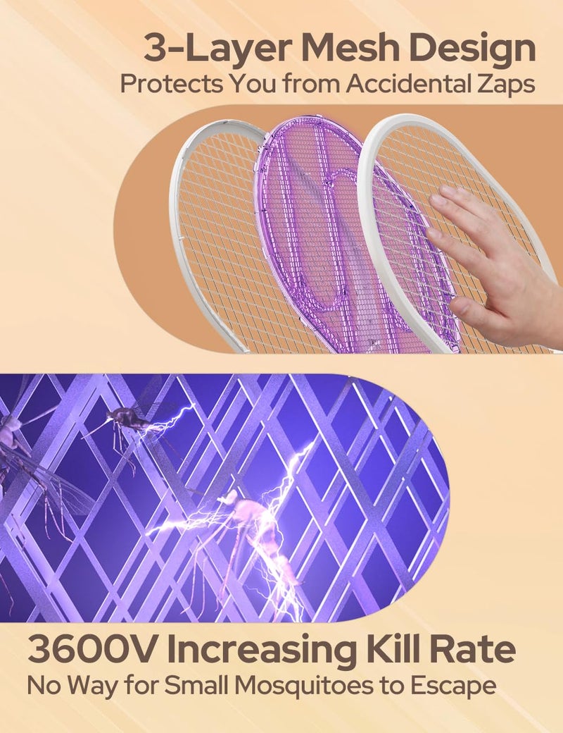 COSTAR Mosquito Bat with UV Light Lamp, 2 Modes Mosquito Racket USB Rechargeable - Bug Zapper Electric Fly Swatter - Mosquito Swatter Racket with 1200mAh Long Lasting Lithium-ion Battery - Image 4