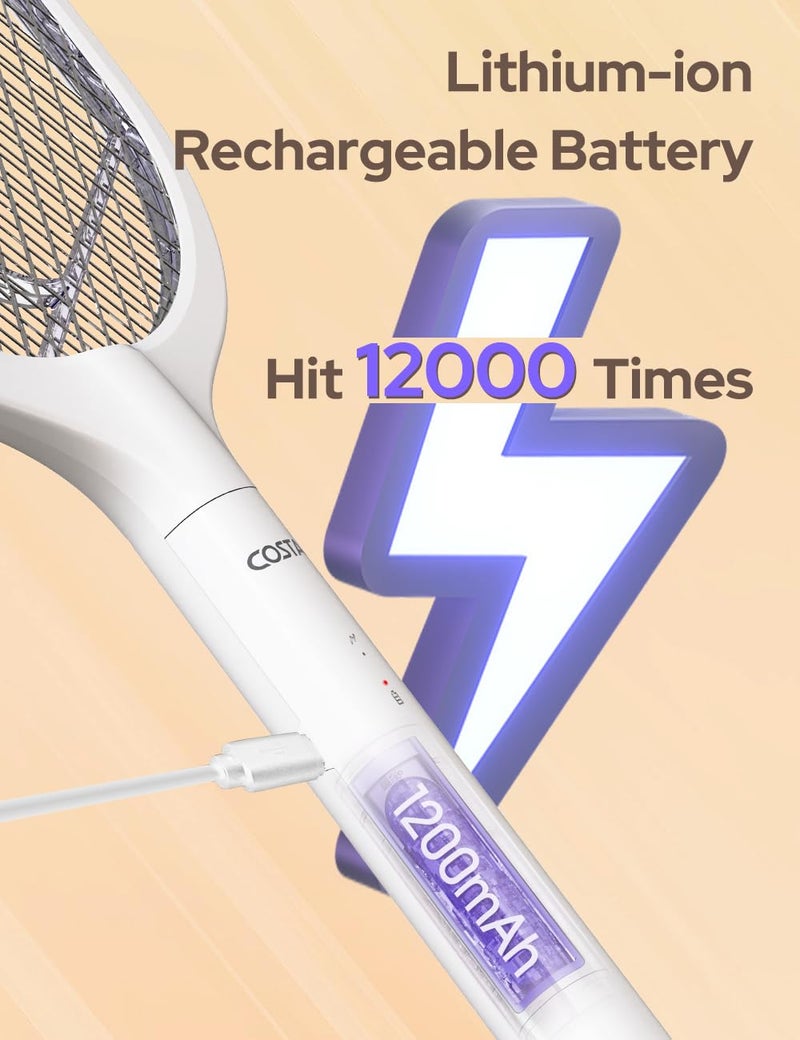 COSTAR Mosquito Bat with UV Light Lamp, 2 Modes Mosquito Racket USB Rechargeable - Bug Zapper Electric Fly Swatter - Mosquito Swatter Racket with 1200mAh Long Lasting Lithium-ion Battery - Image 5