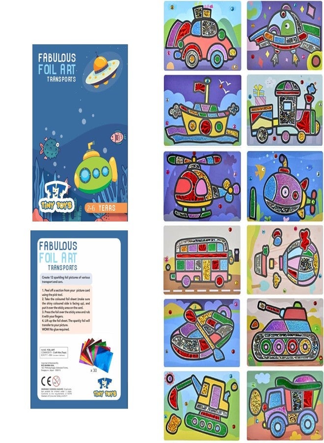 مجموعة أدوات فنية ورقية من شركة TINY TOYS CO للأولاد والبنات من 4 إلى 8 سنوات، خالية من الفوضى، لا تحتاج إلى غراء أو مقص، نشاط رسم ممتع للأطفال (مجموعة فنية من رقائق معدنية، متعددة الألوان). - Image 1