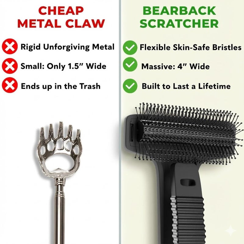 Bearback Back Scratcher for Men & Women â€“ Long Reach Folding Handle, Skin-Safe Bristles â€“ Extendable, Portable, Easy to Clean â€“ Designed by a USA Small Business - Image 4