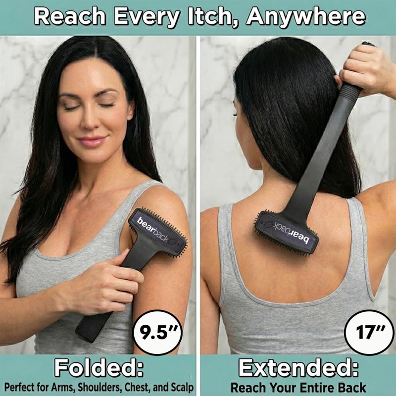 Bearback Back Scratcher for Men & Women â€“ Long Reach Folding Handle, Skin-Safe Bristles â€“ Extendable, Portable, Easy to Clean â€“ Designed by a USA Small Business - Image 3