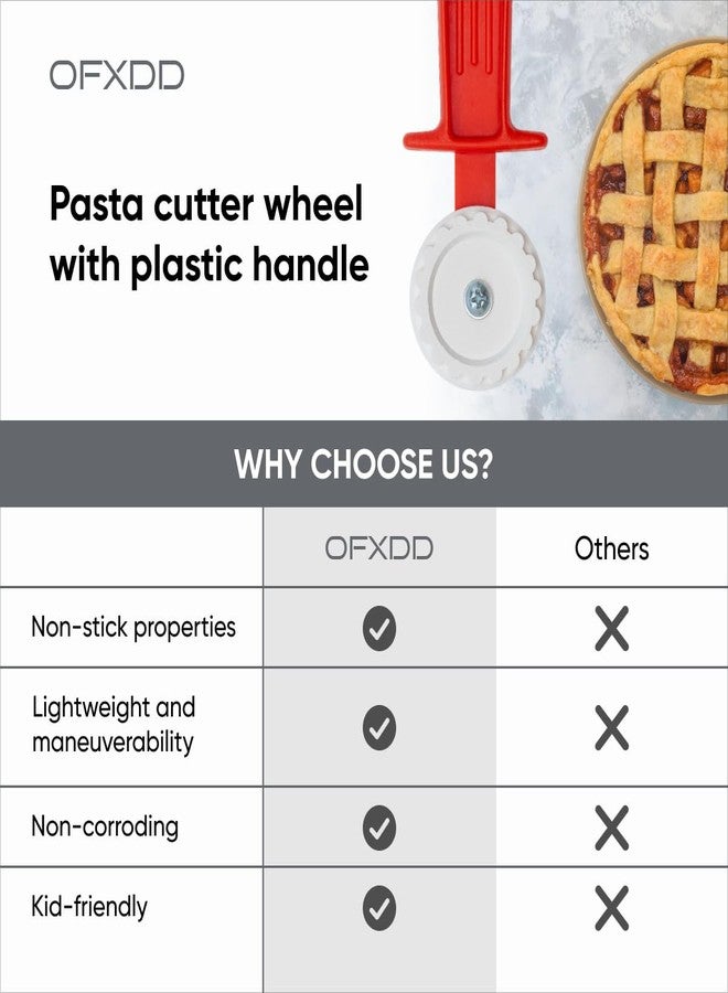 أوف إكس دي دي عجلة تقطيع المعكرونة - قطاعة العجين - عجلة معجنات بلاستيكية مضلعة - أداة لف المعكرونة والرافيولي بمقبض بلاستيكي، قطعتان، OFXDD - Image 4