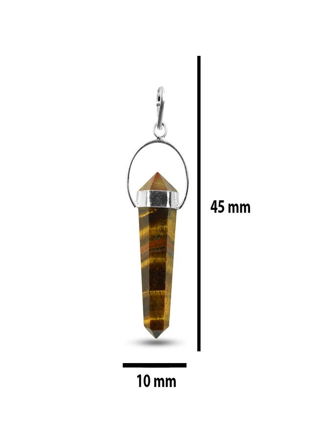 Crystu Natural Tiger Eye Pendant Double Terminated Crystal Stone Pendant Locket with Metal Chain for Size 45 mm - Image 5