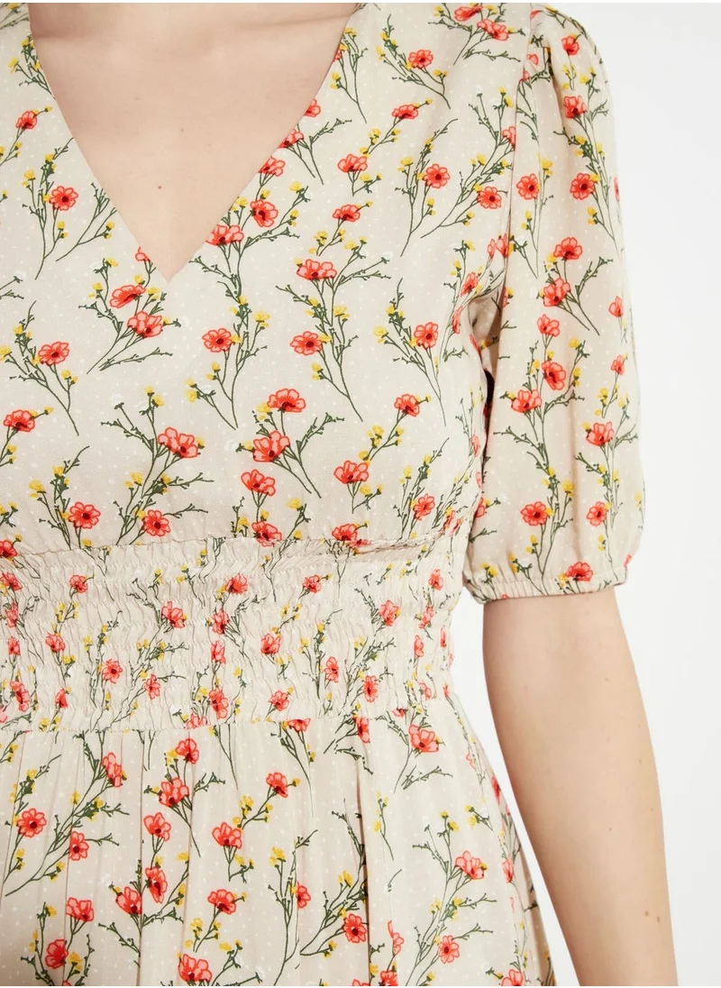 trendyol Floral Print Front Split Dress