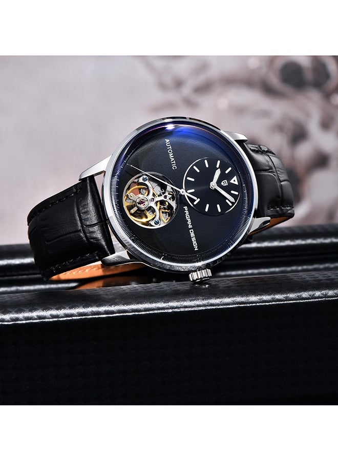 PAGANI DESIGN Automatic Mens Watches with Balance Wheel Mechanical Wrist Watch for Men Waterproof PU Leather Watchband Luxury Self-Winding Stainless Steel Watch  - Image 4