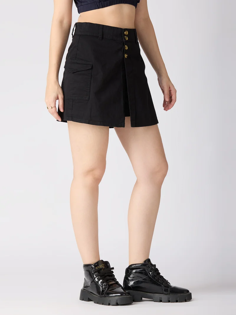 globus Women Stretchable Mid-Rise Regular Fit Above Knee Cargo Style Skorts