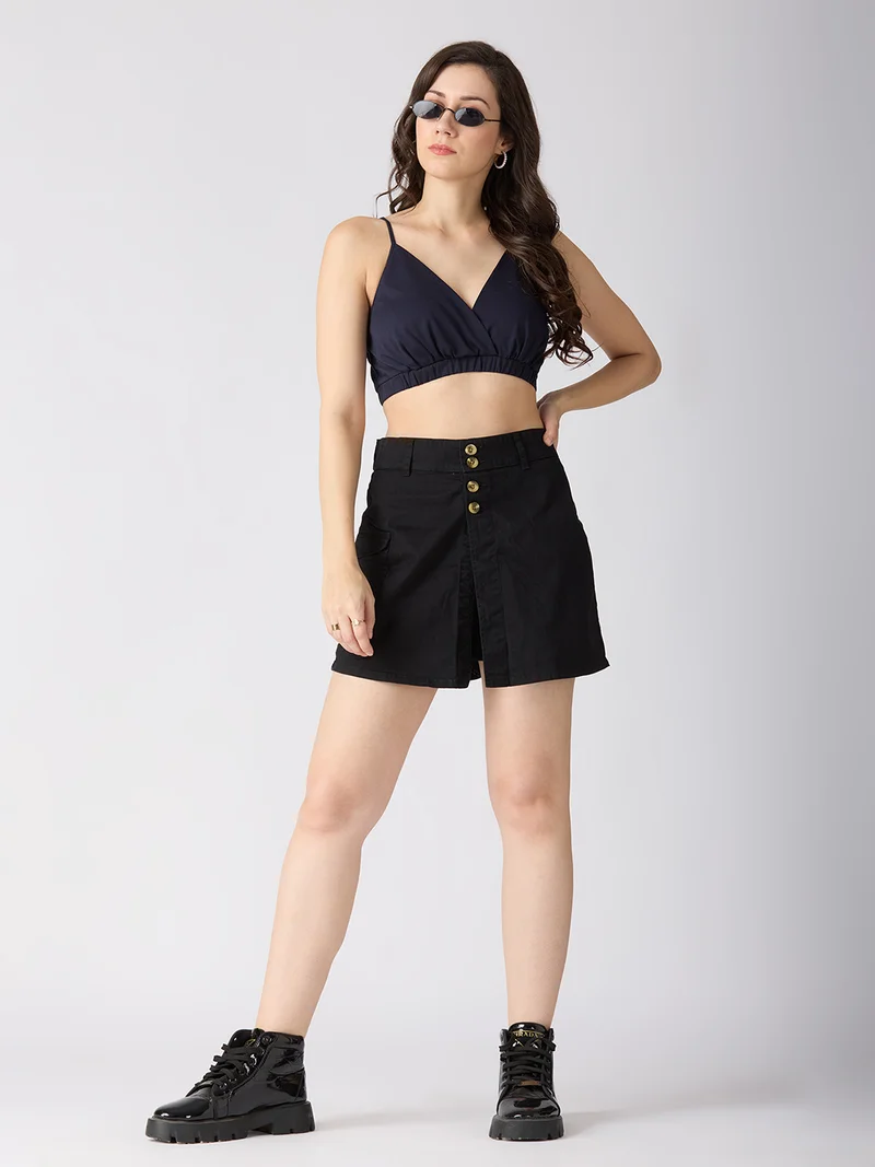 globus Globus Women Stretchable Mid-Rise Regular Fit Above Knee Cargo Style Skorts