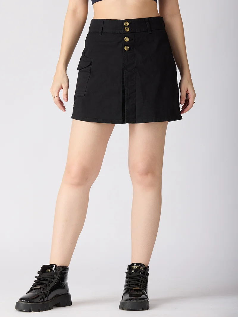 globus Globus Women Stretchable Mid-Rise Regular Fit Above Knee Cargo Style Skorts