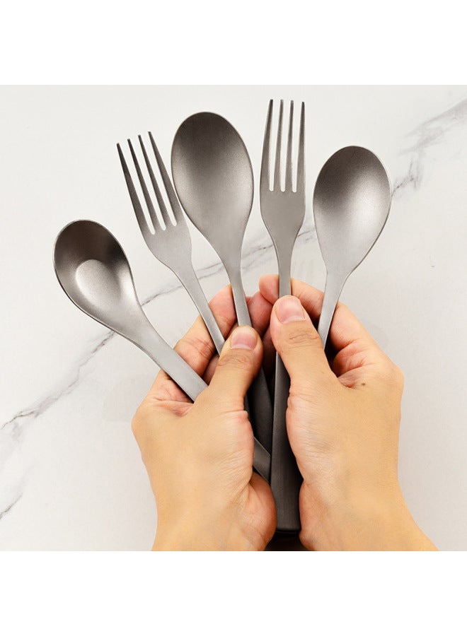 Ultra-Lightweight Pure Titanium Outdoor Dining Set Camping Spoon Fork Chopsticks Kit Picnic Travel Hiking Portable Cutlery Set-Specifications:ingot Spoon - Image 3