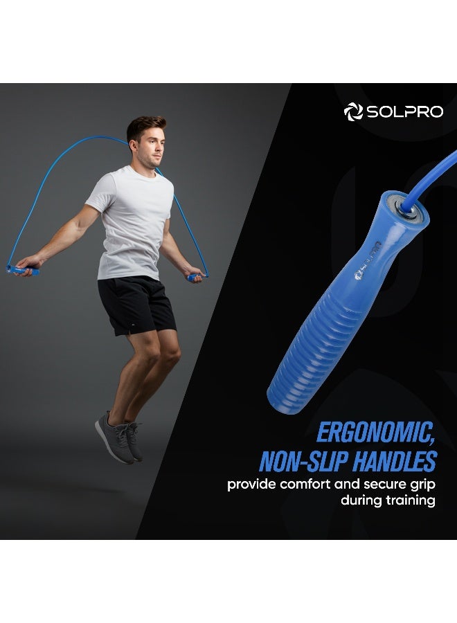 SOLPRO SKR064 Jump Rope for Men, Women & Athletes|Lightweight, Adjustable Length, TangleFree|NonSlip Handles, Durable Design|Ideal for Speed Training, Cardio, Agility, Fitness & Gym Workouts (Blue) - Image 3