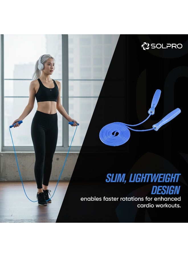 SOLPRO SKR064 Jump Rope for Men, Women & Athletes|Lightweight, Adjustable Length, TangleFree|NonSlip Handles, Durable Design|Ideal for Speed Training, Cardio, Agility, Fitness & Gym Workouts (Blue) - Image 2