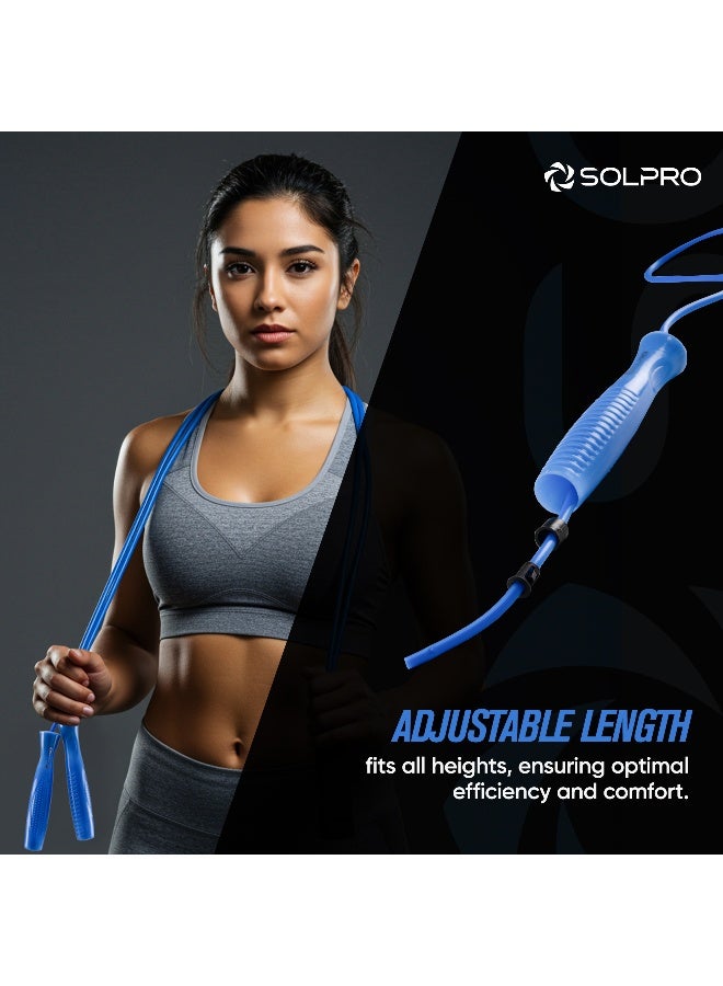 SOLPRO SKR064 Jump Rope for Men, Women & Athletes|Lightweight, Adjustable Length, TangleFree|NonSlip Handles, Durable Design|Ideal for Speed Training, Cardio, Agility, Fitness & Gym Workouts (Blue) - Image 4