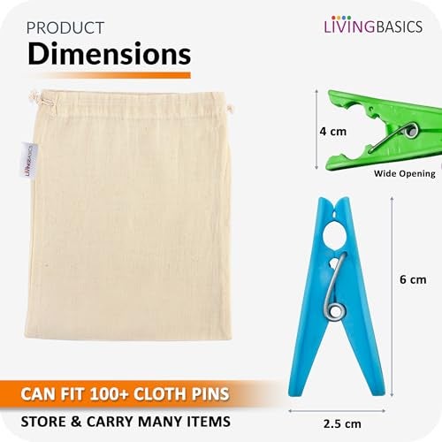 LivingBasics Heavy Duty Rust Free Cloth Peg/Clothes Clip/Cloth Drying Pins/Pegs for Hanger/Rods/Ropes/Drying Clothes (24 Cloth Clip for Cloth Drying Stand) (M009) - Image 3