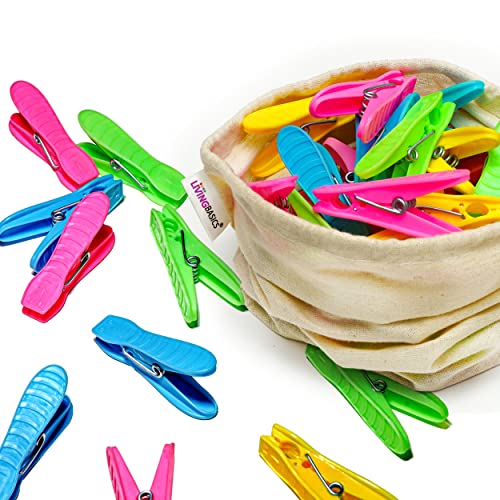 LivingBasics Heavy Duty Rust Free Cloth Peg/Clothes Clip/Cloth Drying Pins/Pegs for Hanger/Rods/Ropes/Drying Clothes (24 Cloth Clip for Cloth Drying Stand) (M009) - Image 1