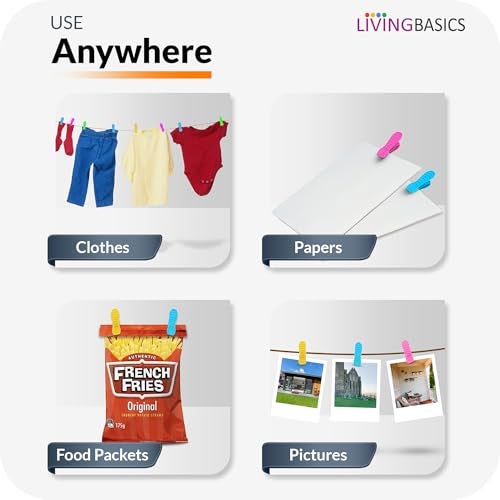 LivingBasics Heavy Duty Rust Free Cloth Peg/Clothes Clip/Cloth Drying Pins/Pegs for Hanger/Rods/Ropes/Drying Clothes (24 Cloth Clip for Cloth Drying Stand) (M009) - Image 5